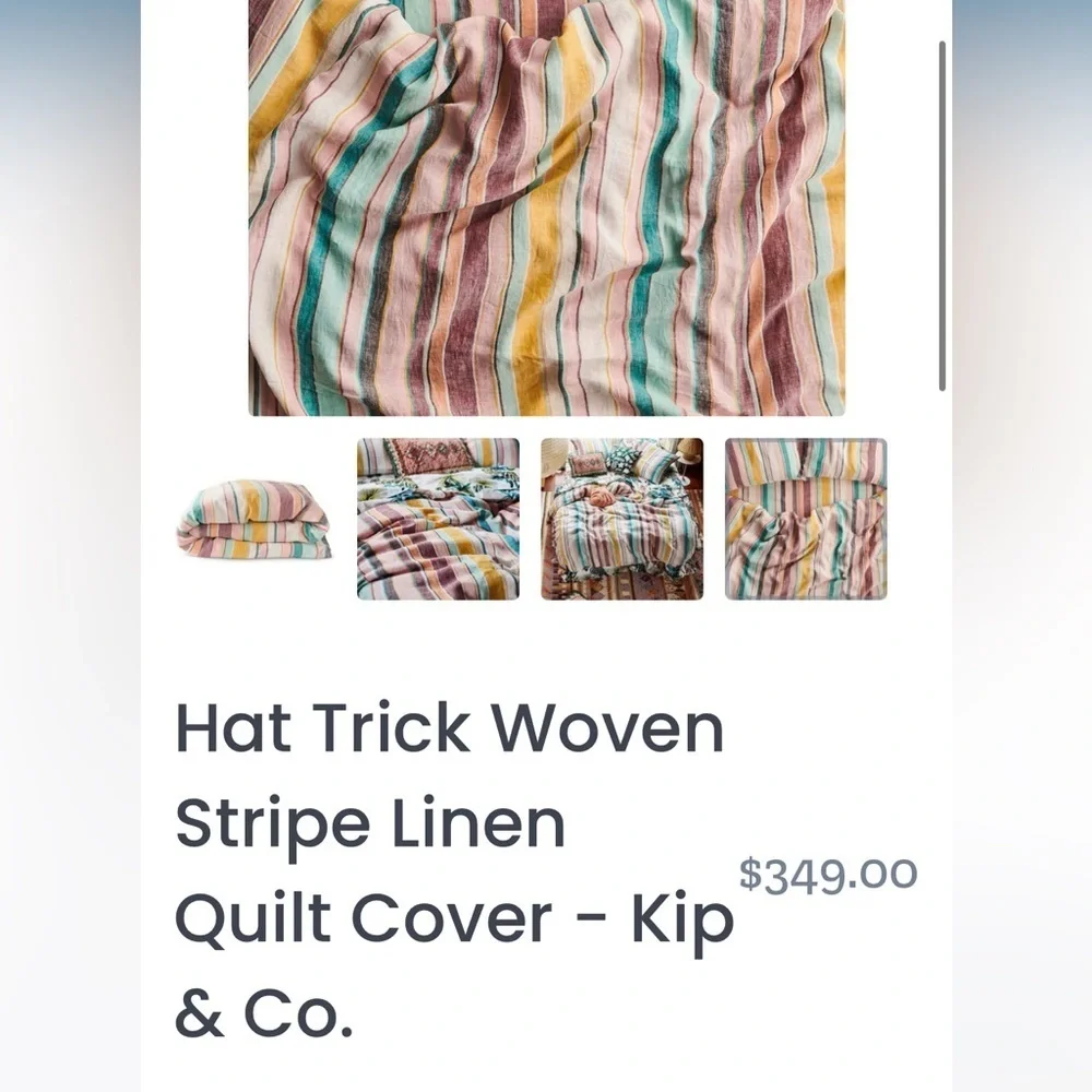 Kip & Co Hat Trick Woven Linen Duvet Cover Size Full/Queen NIB READ